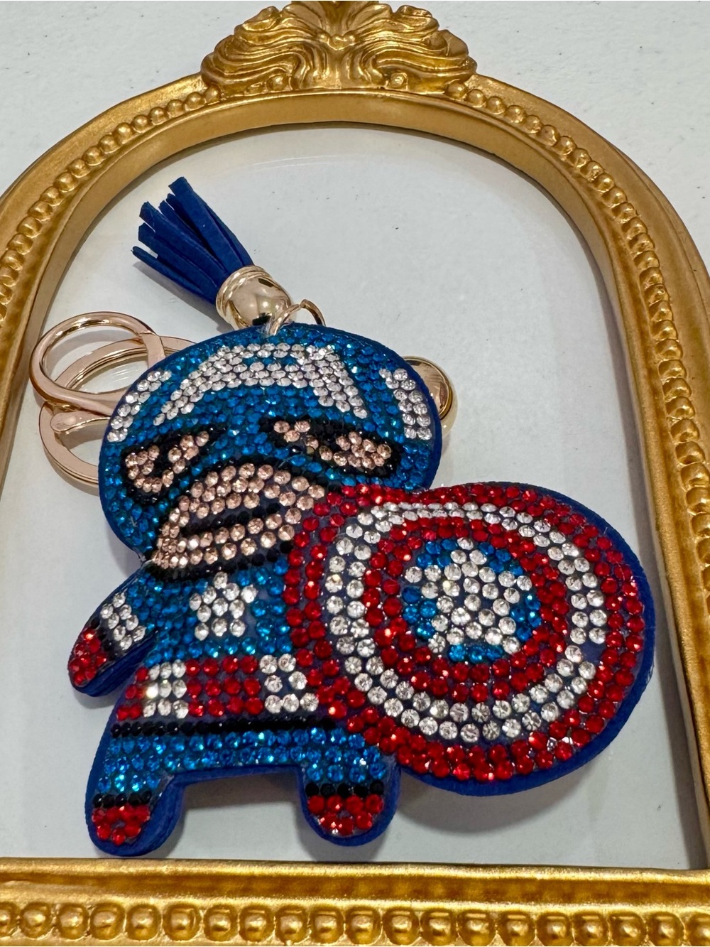 Blue Crystal Superhero Captain America Keychain